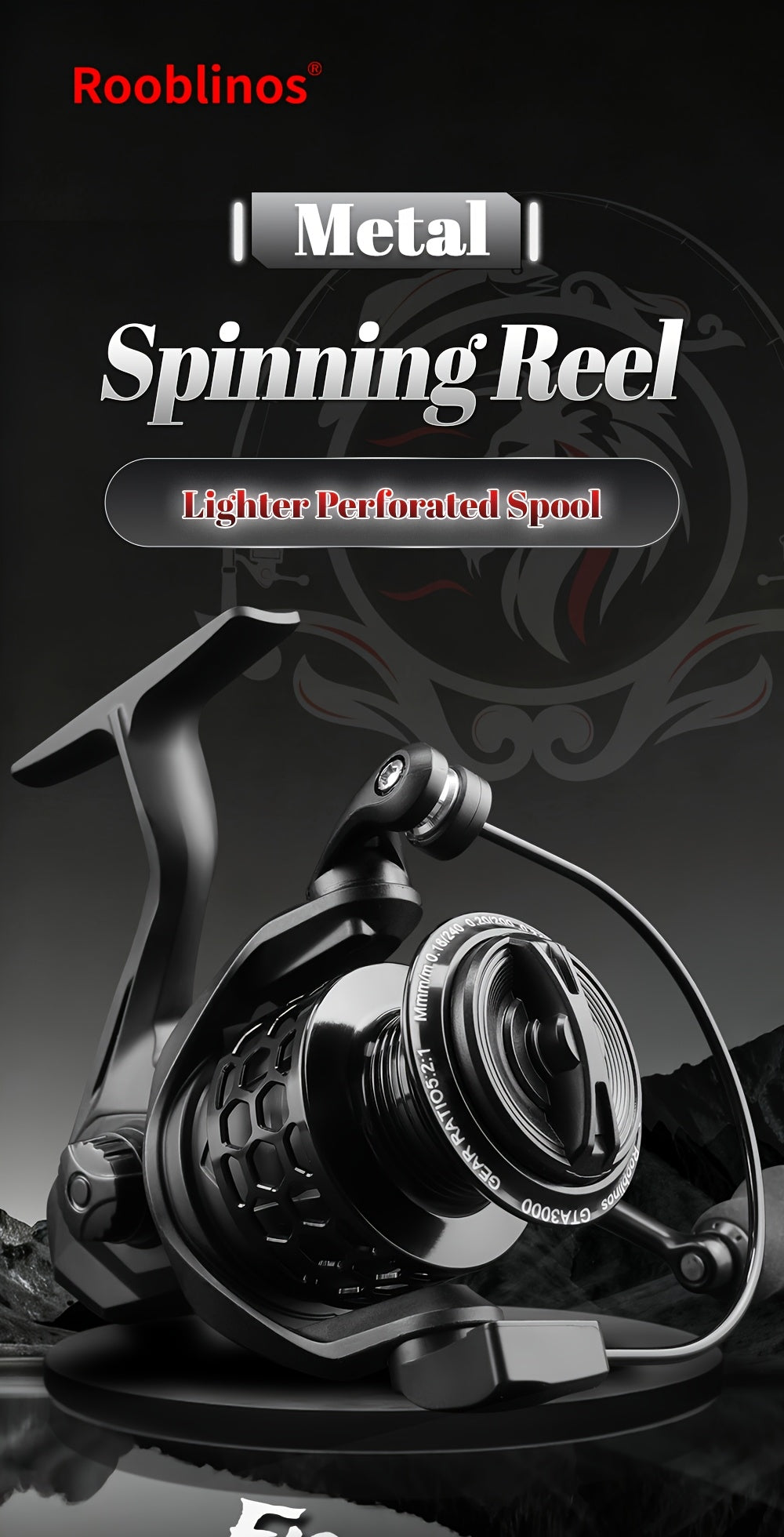 Spinning Reel GTA III Generation 1942 by ROOBLINOS, 1000 to 4000 Model Options for Fishing Rod Setup and Recreational Outdoor Angling