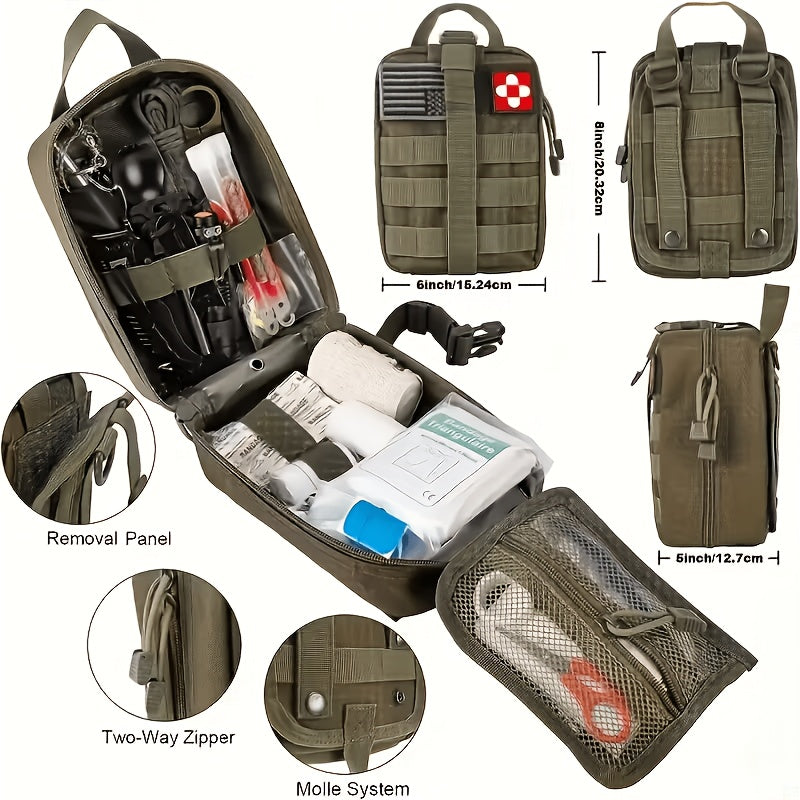 217-Piece Survival Kit with First Aid Supplies and Tools in MOLLE Storage Bag, Emergency Preparedness Set for Home and Outdoor Use