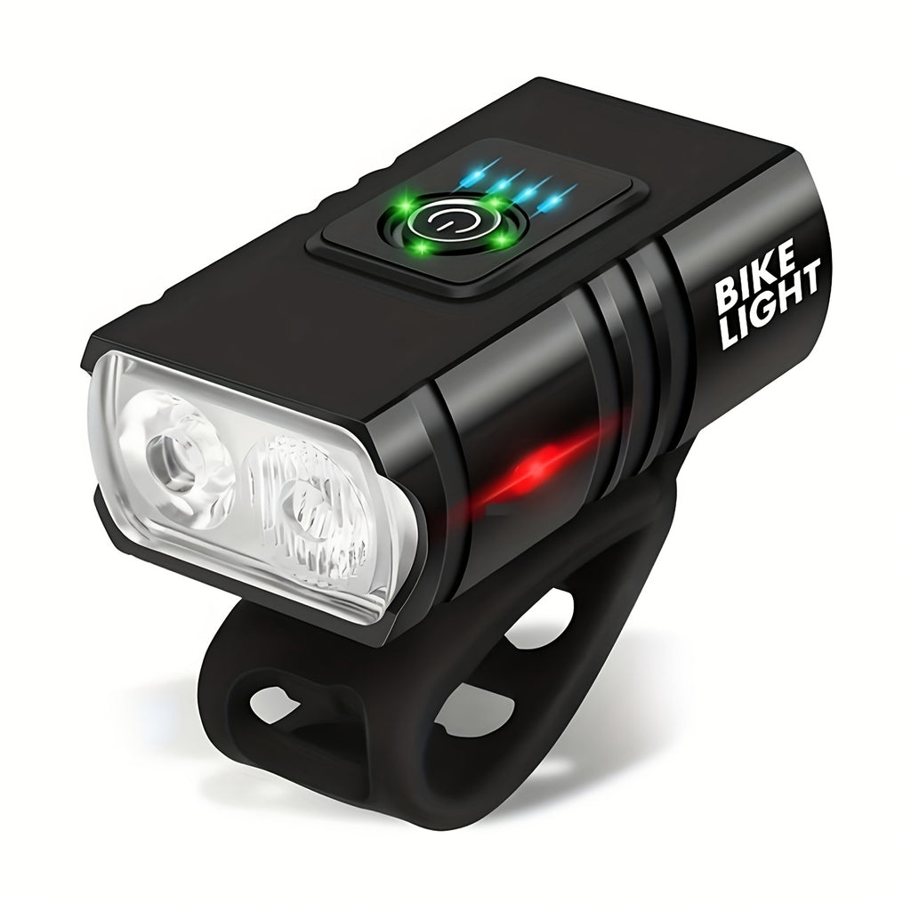 USB-C Rechargeable Bicycle Lights with Six Front Modes and Battery Display, 1, 2 or 3 Piece Options Including No-Taillight Selections