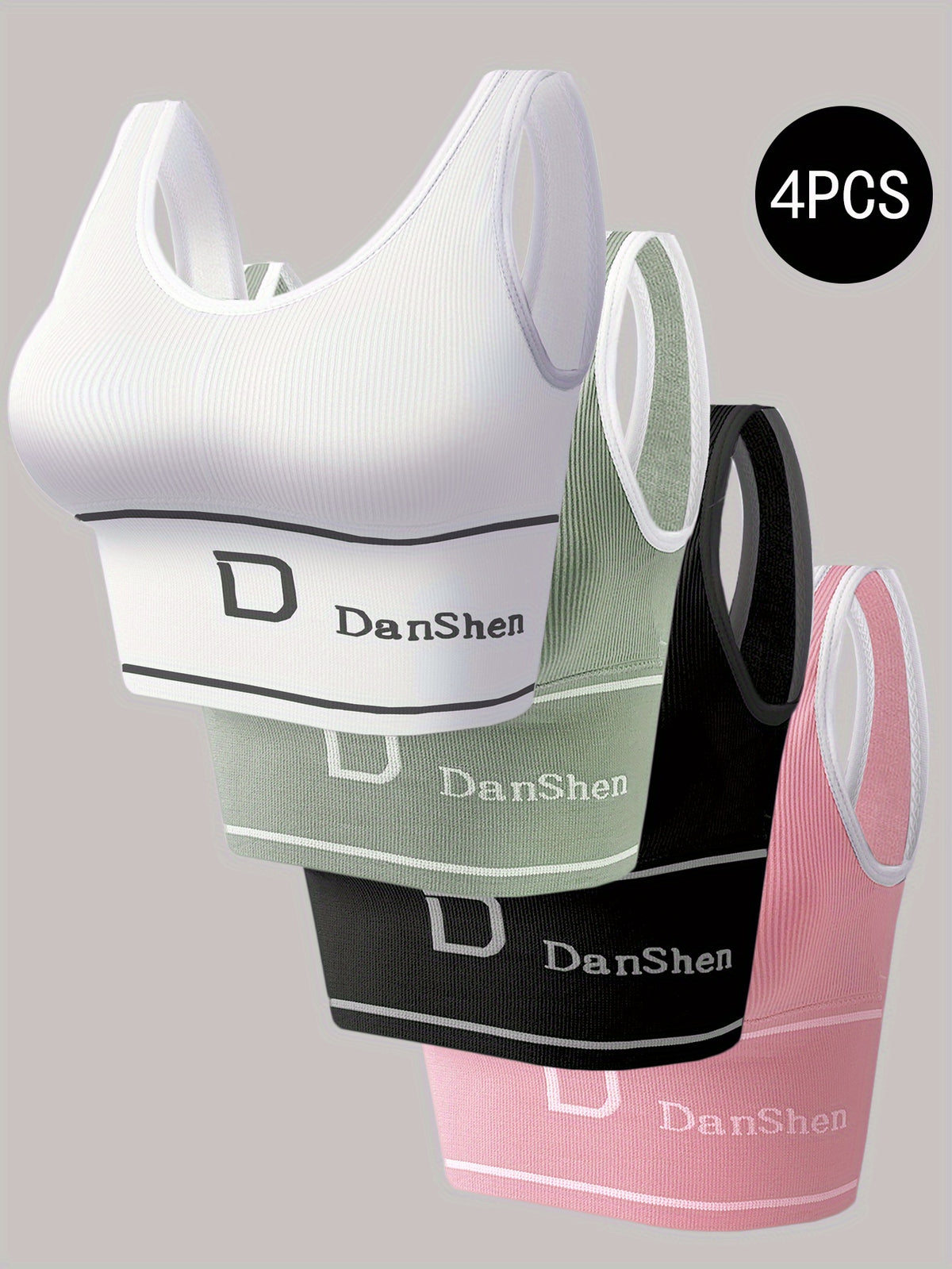 Cross-Back Sports Bras for Women 4-Pack, Wireless Seamless Workout Bra Set with Removable Padding in Mixed Colors for Yoga and Running, S–XXL