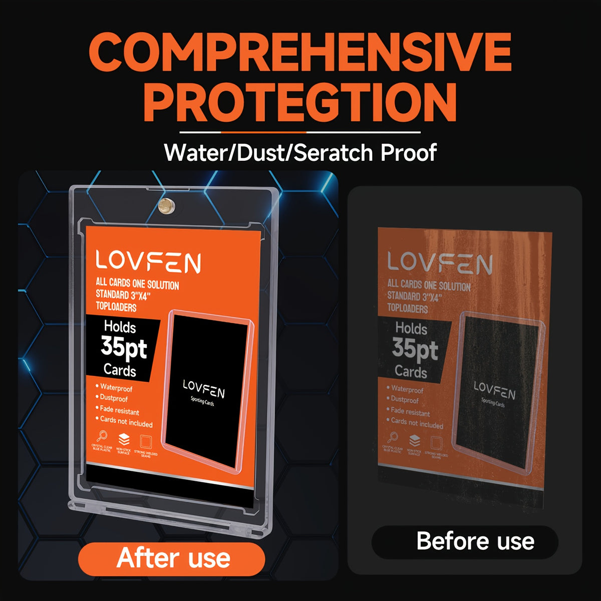Magnetic Trading Card Holders 400-Pack, LOVFEN 35pt One-Touch Hard Plastic Cases for Standard Baseball and Sports Card Protection and Display