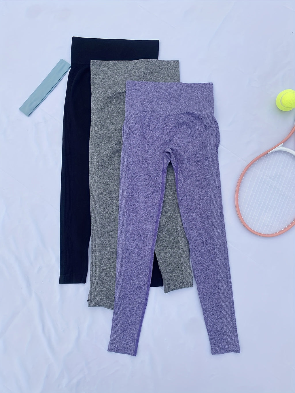 Seamless Leggings for Women, 3-Piece High Waisted Soft Yoga Pants Set in Mixed Colors, Sports Activewear for Gym Workouts and Everyday Wear