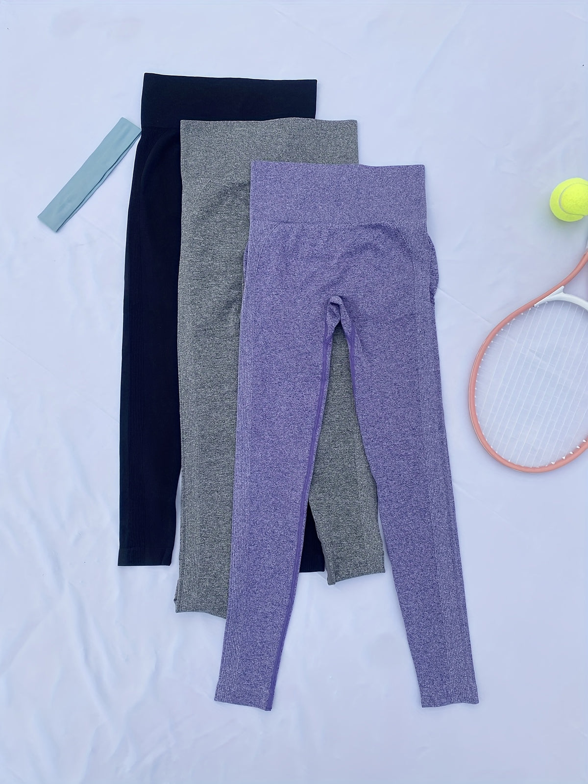 Seamless Leggings for Women, 3-Piece High Waisted Soft Yoga Pants Set in Mixed Colors, Sports Activewear for Gym Workouts and Everyday Wear