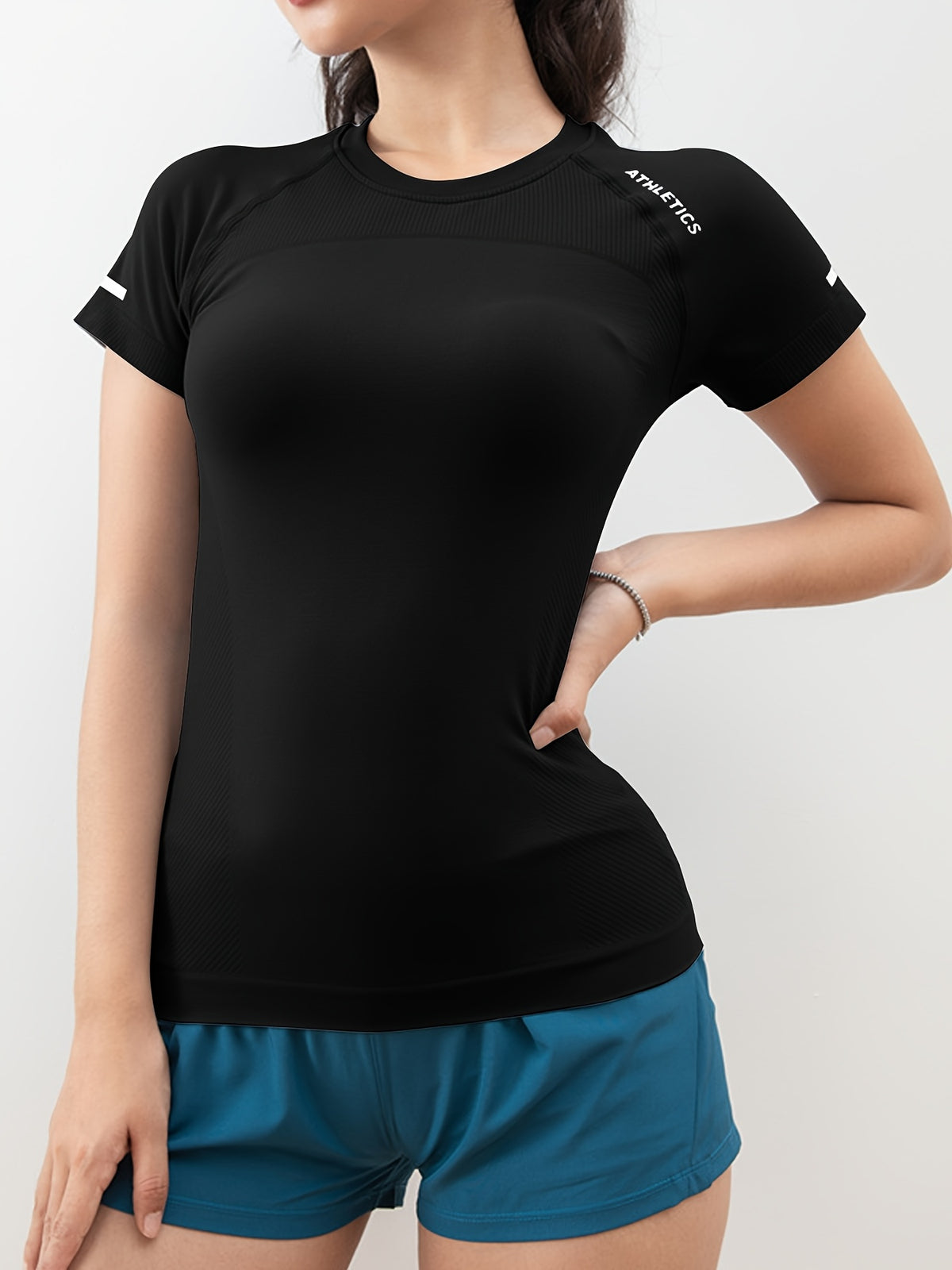 3-Pack Women's Workout T-Shirts for Running and Yoga, Short-Sleeve Crew-Neck Letter Print Athletic Tops in Four Color Combinations