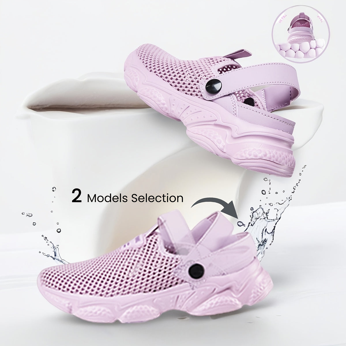 Women's Arch Support Sandals, Quick-Dry Non-Slip EVA Beach Shoes with Wide Toe Box for Shower, Garden and Summer Walks, Lightweight Casual Footwear