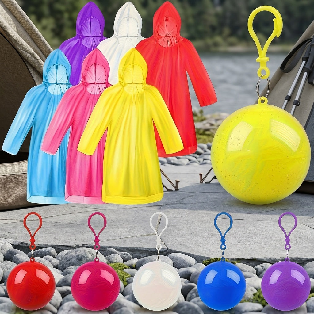 Disposable Emergency Raincoats 3-Pack with Keychain, Mixed-Color Lightweight Portable Rainwear for Hiking, Outdoor Sports and Amusement Park Days