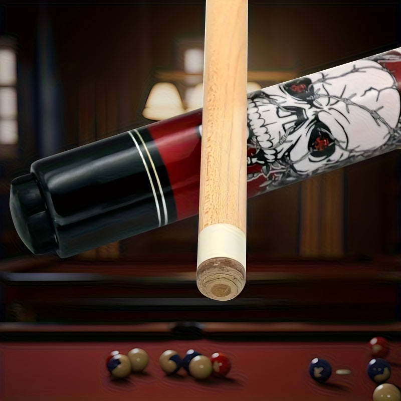 Maple Snooker Cue 58-Inch 20oz with Skull Theme, Accessory-Included Options for Men and Women, Game Room Gear and Christmas Gift Ideas