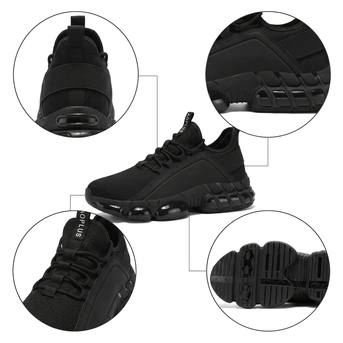 Men's Road Running Shoes with Rubber Soles, Lightweight Breathable Low-Top Lace-Up Sneakers for Gym Training and Everyday Casual Wear