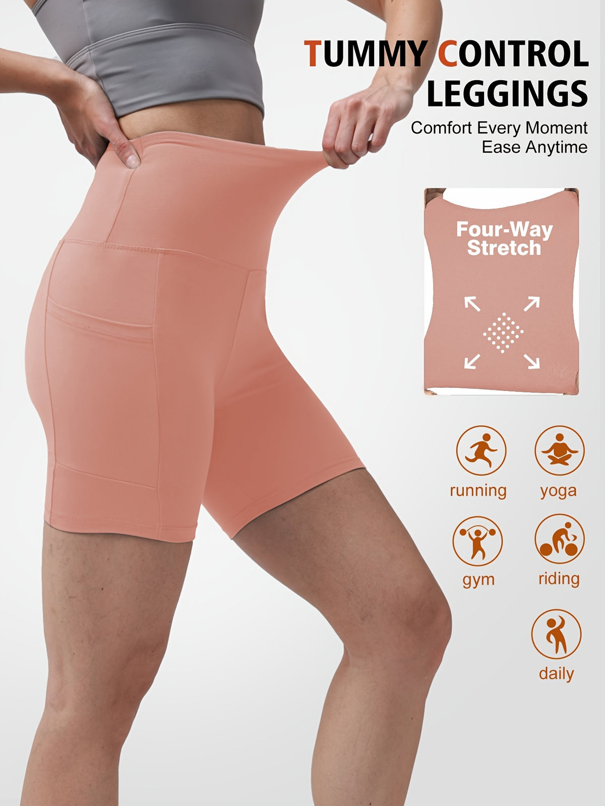 Quick-Dry Yoga Shorts for Women, High-Stretch Sports Shorts for Pilates, Running and Fitness in Dark Gray, Navy or Pink, Single Piece in Size S
