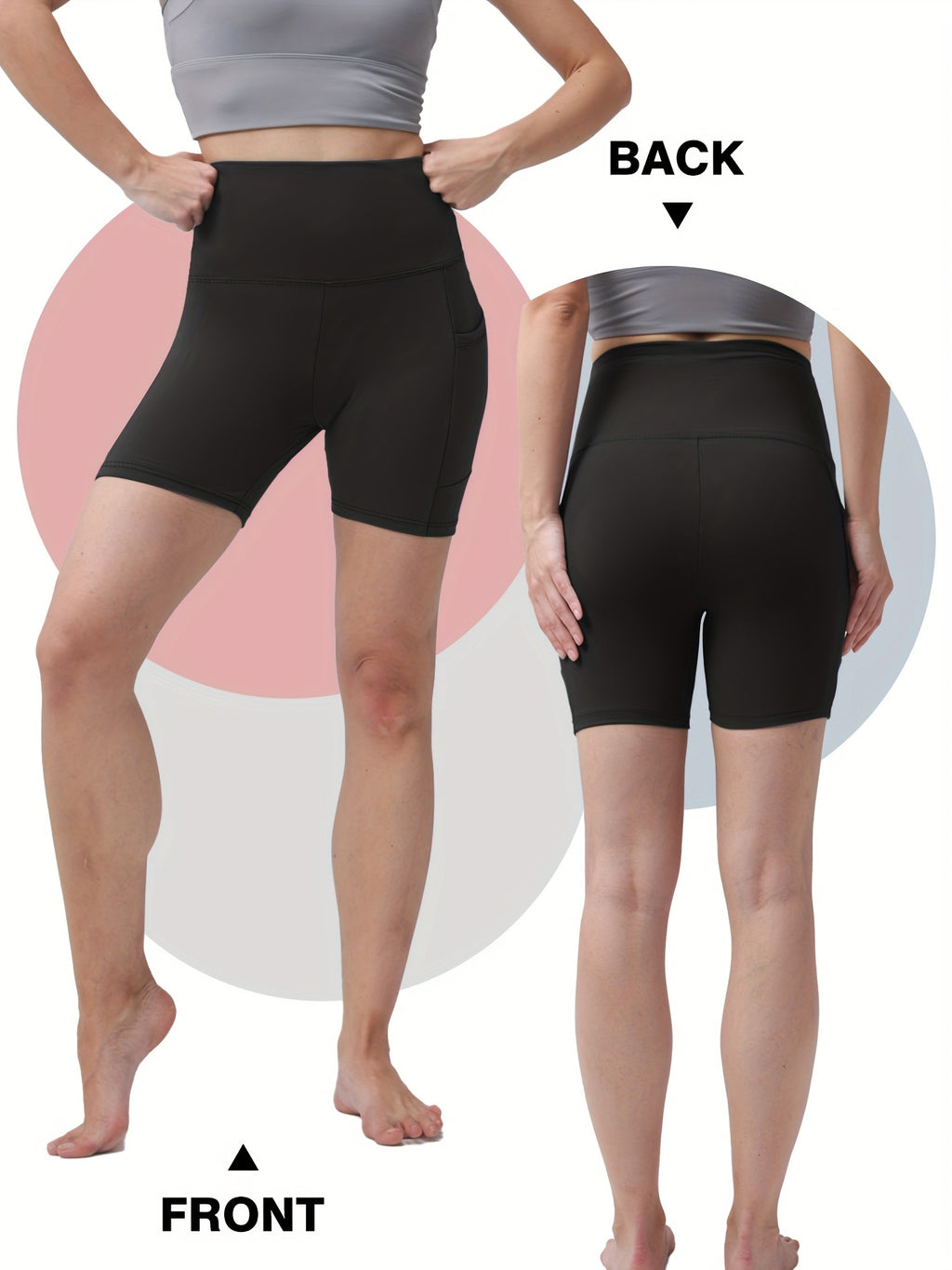 Stretch Yoga Shorts for Women with High-Waisted Design, Black or Dark Gray Workout Bottoms for Fitness, Running and Casual Wear, Sizes S–XXL