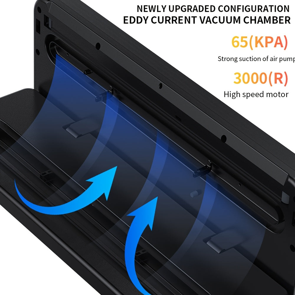 65kPa Food Vacuum Sealer with Wet and Dry Modes, 40 Storage Bags and External Vacuum Hose for Home Kitchen Portion Packing and Camping Meal Prep