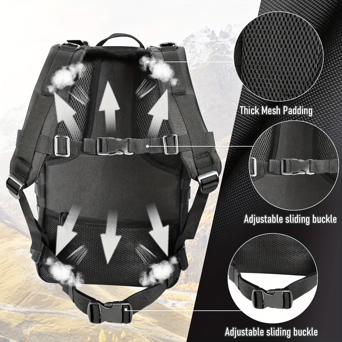 13.21-Gallon Tactical Backpack for Outdoor Travel, Unisex Large-Capacity Pack with Selectable Colors and Separate Small Bag Options for Everyday Adventures