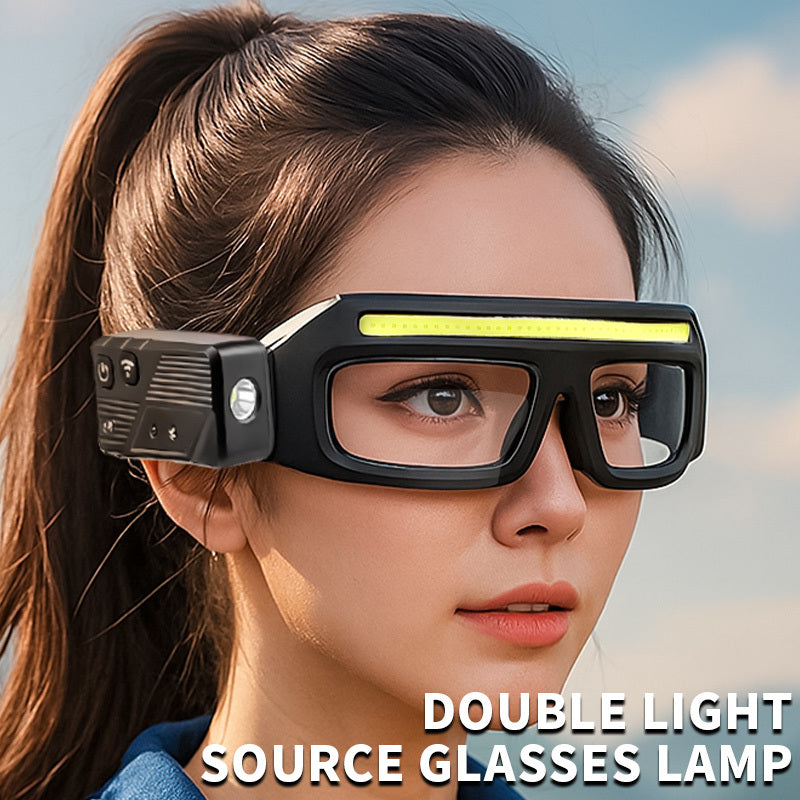 Glasses-Style LED Headlamp with Rotatable Beam, Adjustable Brightness and Independent Controls, Blue Hands-Free Light for Night Fishing and Craft Tasks