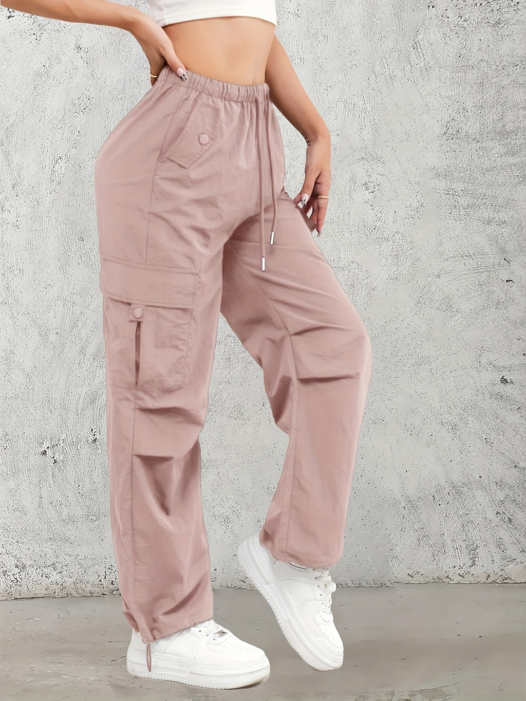 High-Waisted Work Pants for Women 3-Pack with Elastic Drawstring Waist and Multiple Pockets, Lightweight Breathable Casual Trousers in Color Sets, S–XXL