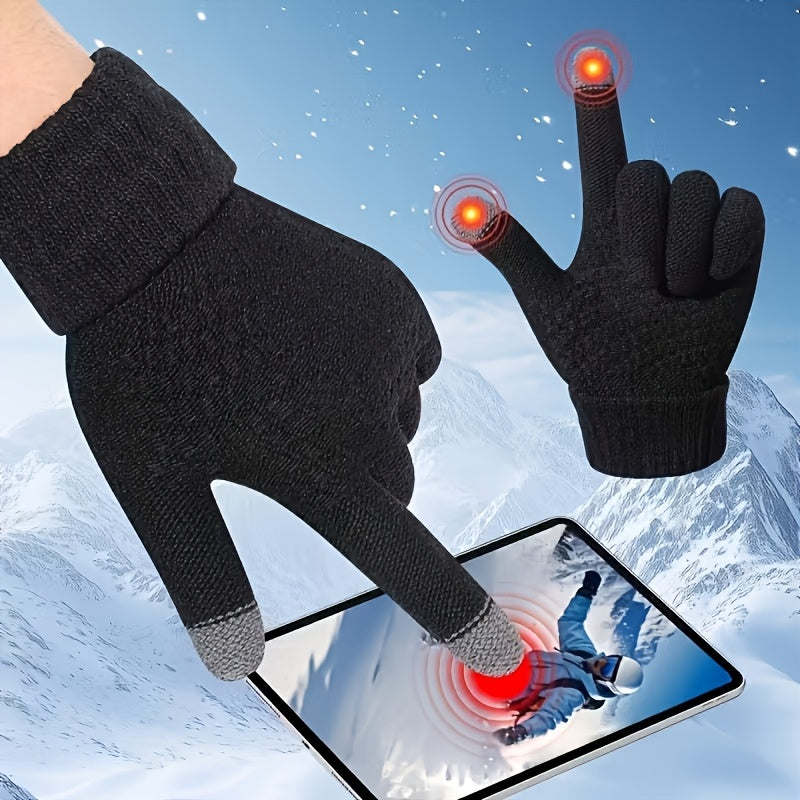 Fleece-Lined Winter Beanies for Men 2-Pack, Black Stretch Knit Thermal Skull Caps with Soft-Touch Comfort for Cold-Weather Clothing and Everyday Wear
