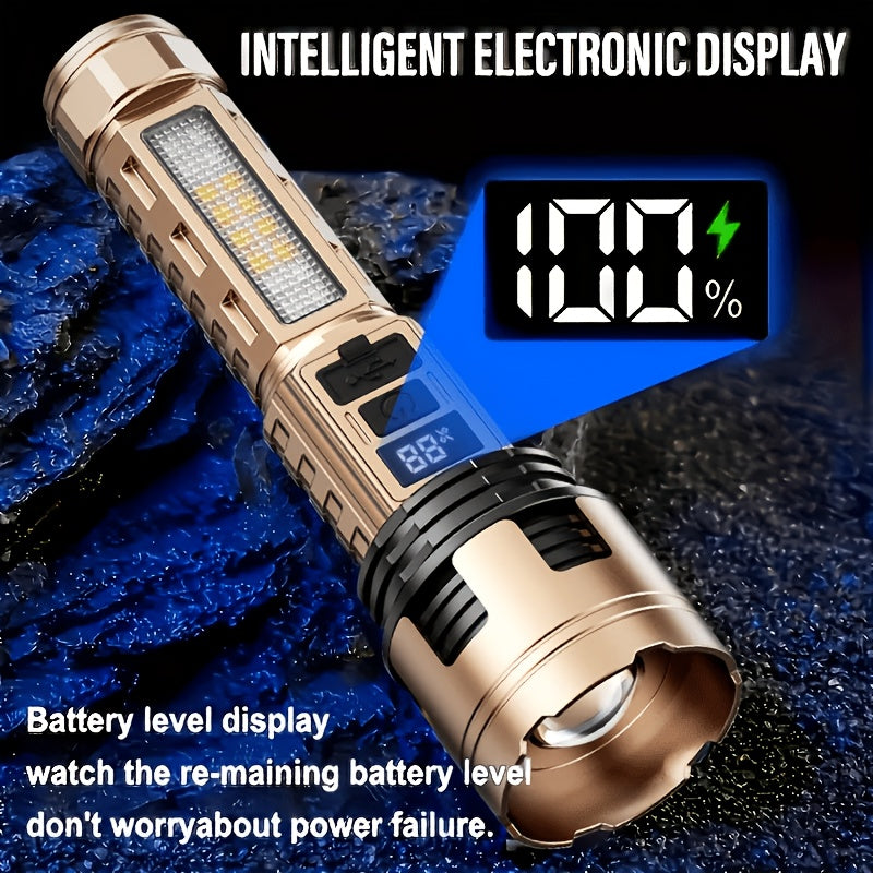 2-Piece Rechargeable LED Flashlight Set with Zoomable Beam and Carry Case
