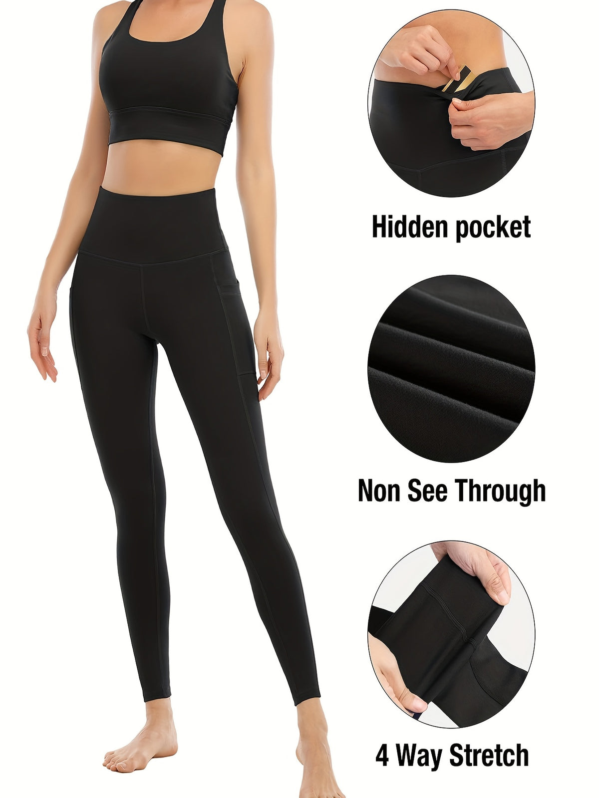 4-Pack Women's High-Waisted Capri Workout Leggings with Side Pockets, PRO-FiT Stretch Yoga and Running Pants in Mixed Color, XXL