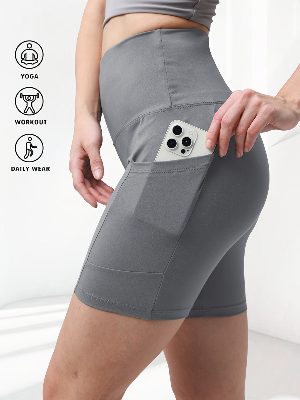 Quick-Dry Yoga Shorts for Women, High-Stretch Sports Shorts for Pilates, Running and Fitness in Dark Gray, Navy or Pink, Single Piece in Size S
