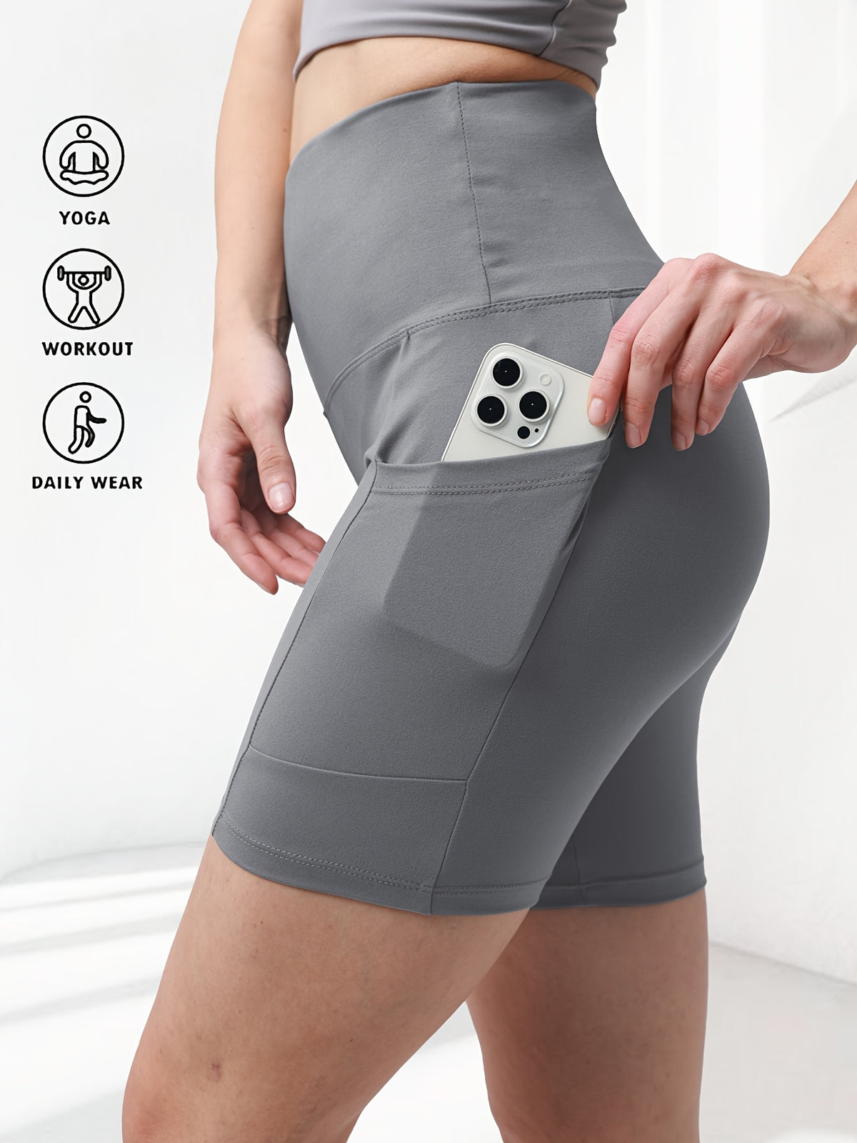 Quick-Dry Yoga Shorts for Women, High-Stretch Sports Shorts for Pilates, Running and Fitness in Dark Gray, Navy or Pink, Single Piece in Size S