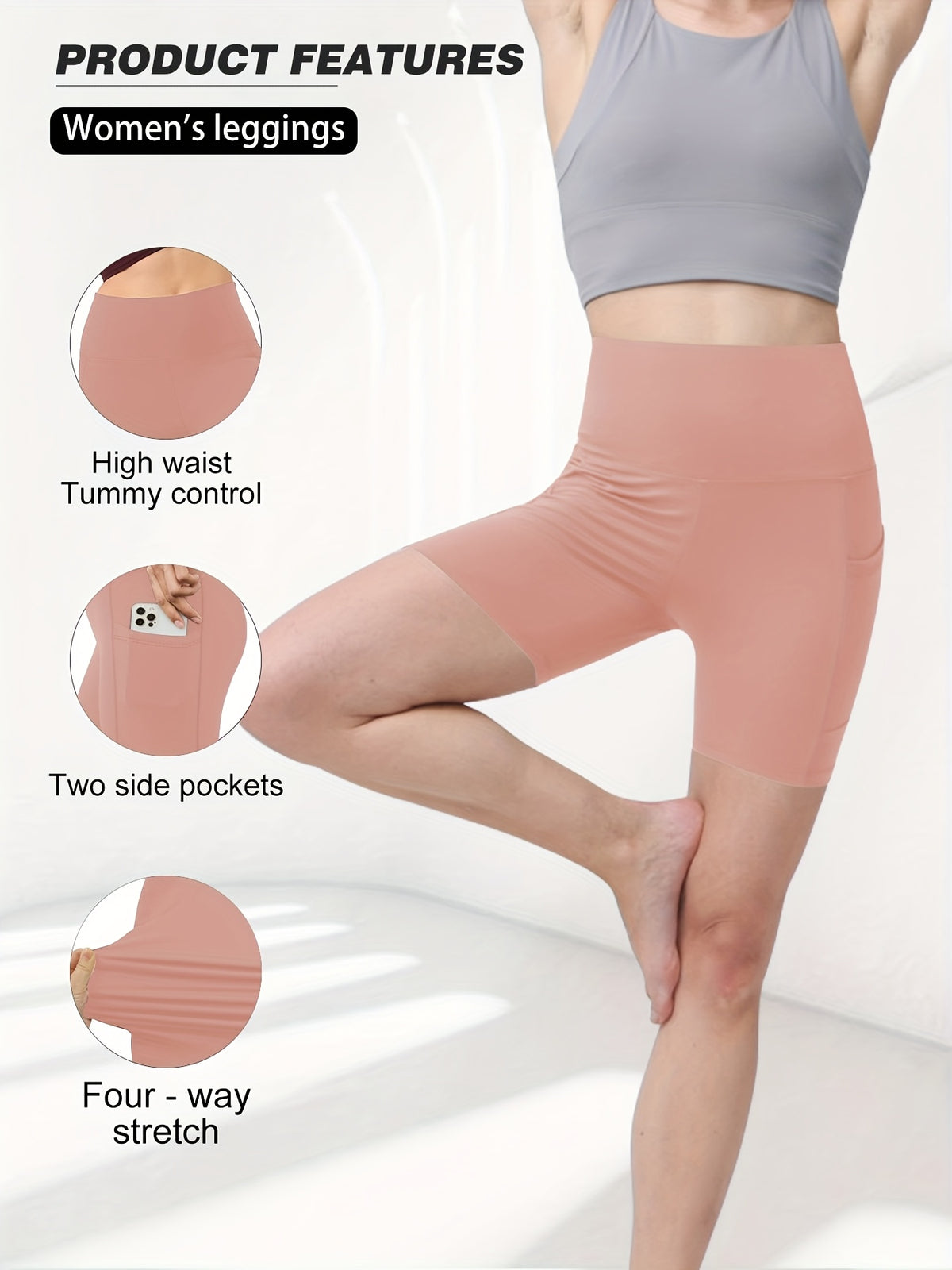 Stretch Yoga Shorts for Women with High-Waisted Design, Black or Dark Gray Workout Bottoms for Fitness, Running and Casual Wear, Sizes S–XXL