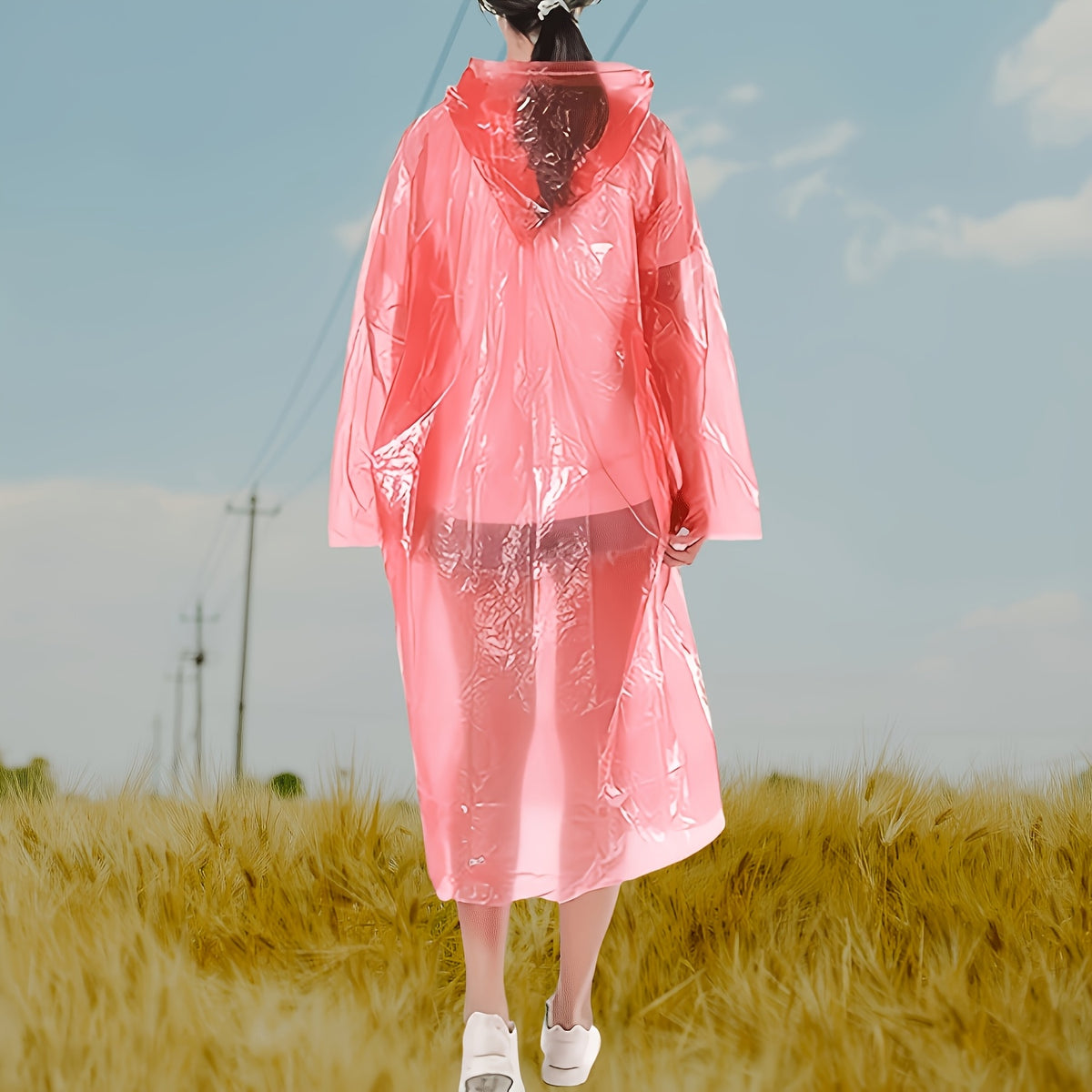 Disposable Emergency Raincoats 3-Pack with Keychain, Mixed-Color Lightweight Portable Rainwear for Hiking, Outdoor Sports and Amusement Park Days