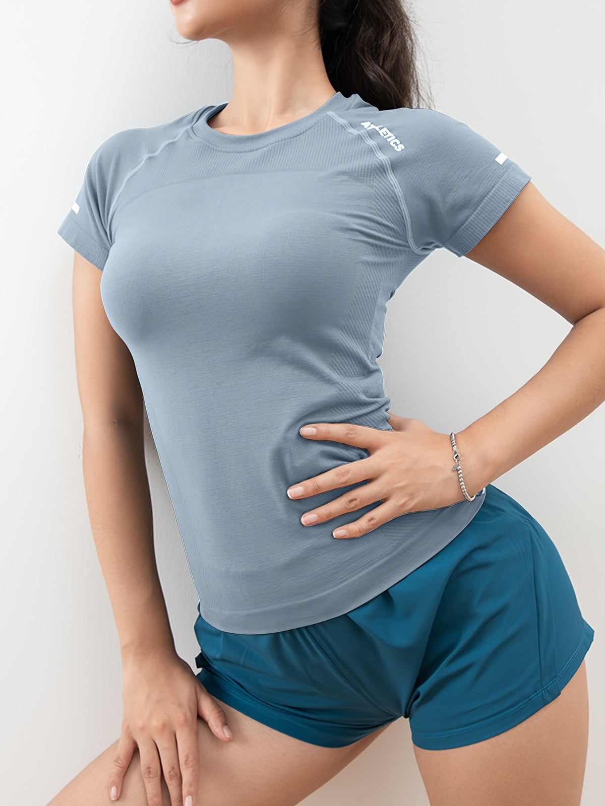 3-Pack Women's Workout T-Shirts for Running and Yoga, Short-Sleeve Crew-Neck Letter Print Athletic Tops in Four Color Combinations