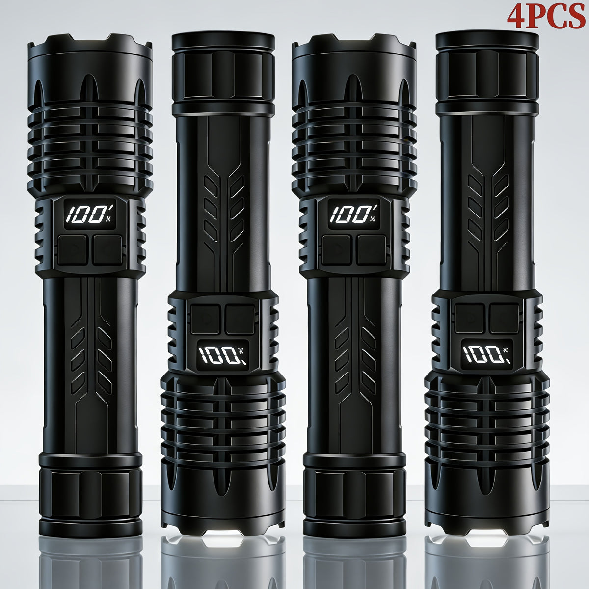 4-Pack LED Flashlights, Mini Aluminum or Digital Style