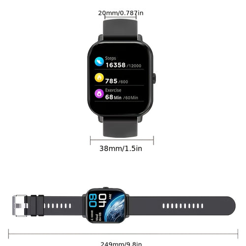 1.83-Inch Calling Smartwatch for Men and Women, Touchscreen Fitness and Sports Watch in Black or Pink, Everyday Outdoor Accessory with Smartphone Connection