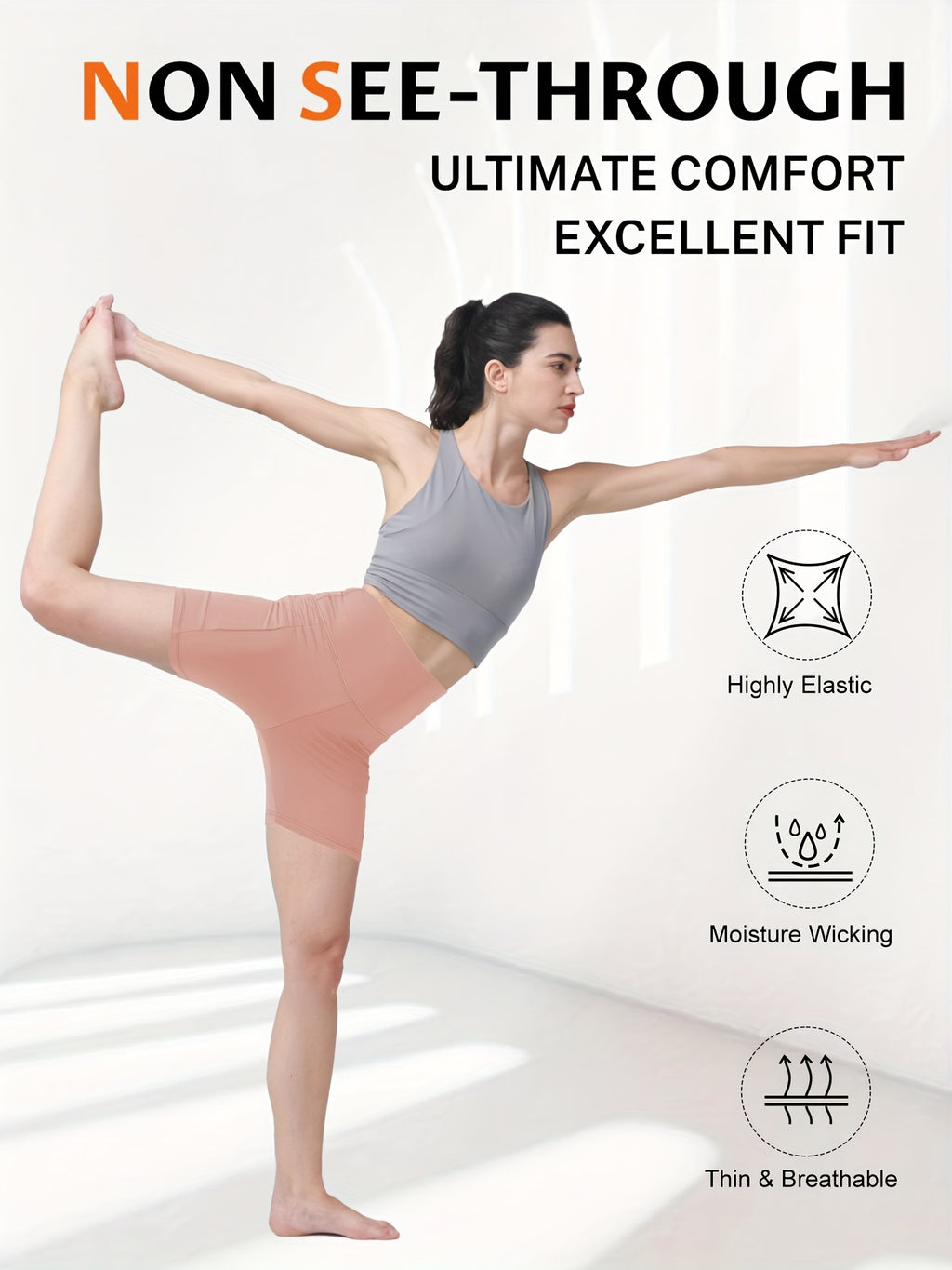 Stretch Yoga Shorts for Women with High-Waisted Design, Black or Dark Gray Workout Bottoms for Fitness, Running and Casual Wear, Sizes S–XXL