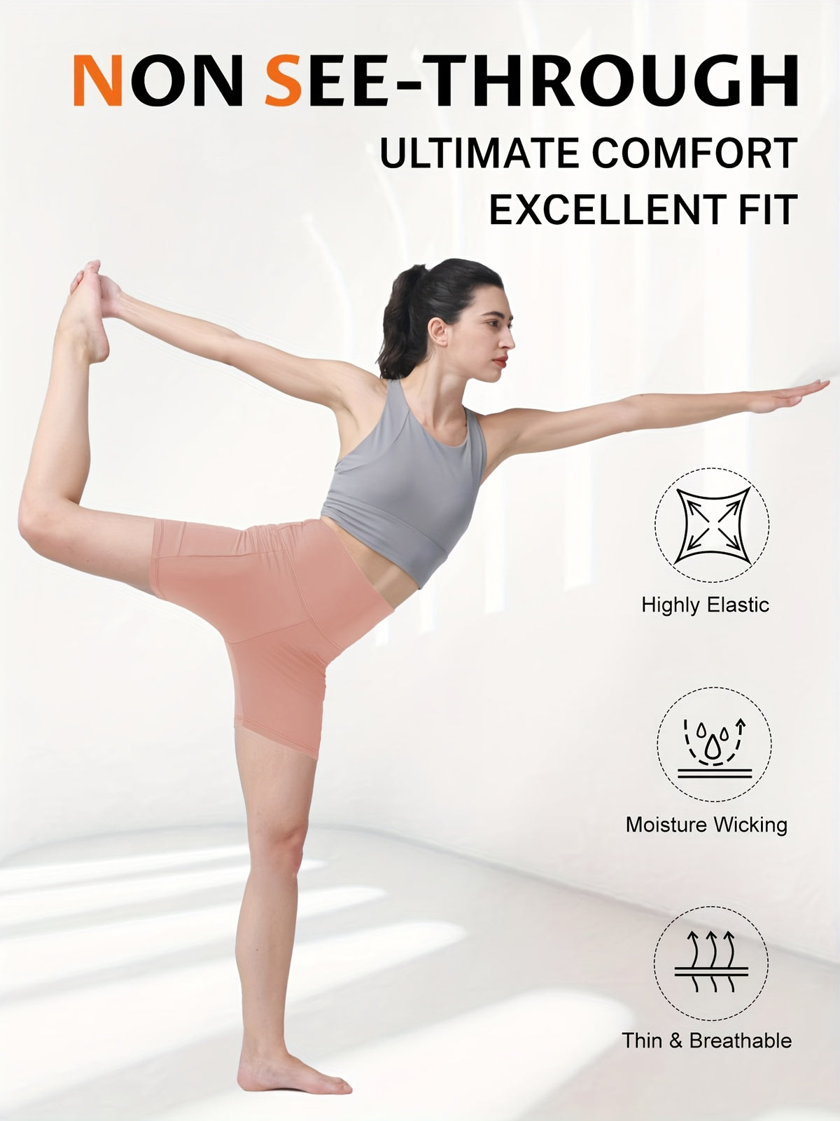 Stretch Yoga Shorts for Women with High-Waisted Design, Black or Dark Gray Workout Bottoms for Fitness, Running and Casual Wear, Sizes S–XXL