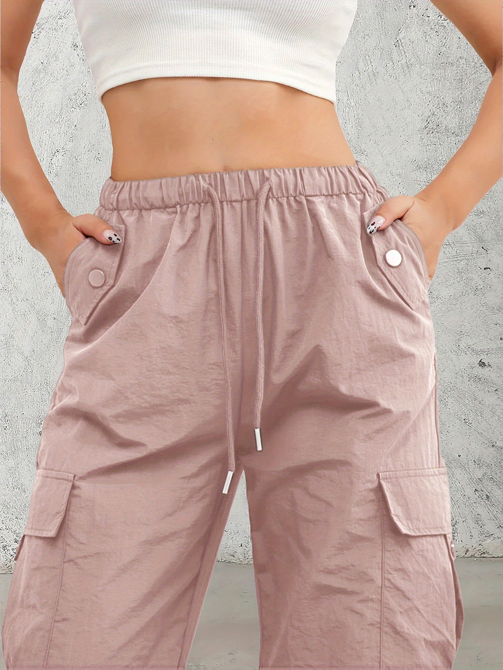 High-Waisted Work Pants for Women 3-Pack with Elastic Drawstring Waist and Multiple Pockets, Lightweight Breathable Casual Trousers in Color Sets, S–XXL