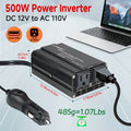 Portable Power Inverter, LVYUAN 12V DC to 110V/120V AC Converter with 500W or 2500W Options, 3 AC Outlets, Dual USB Ports and LED Display