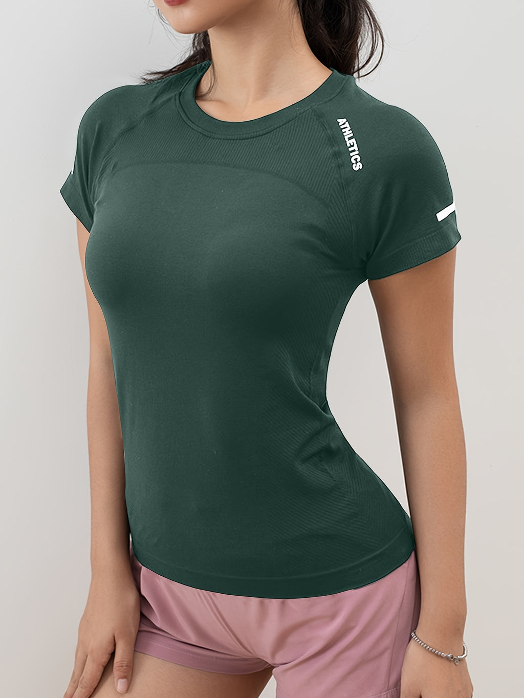 3-Pack Women's Workout T-Shirts for Running and Yoga, Short-Sleeve Crew-Neck Letter Print Athletic Tops in Four Color Combinations