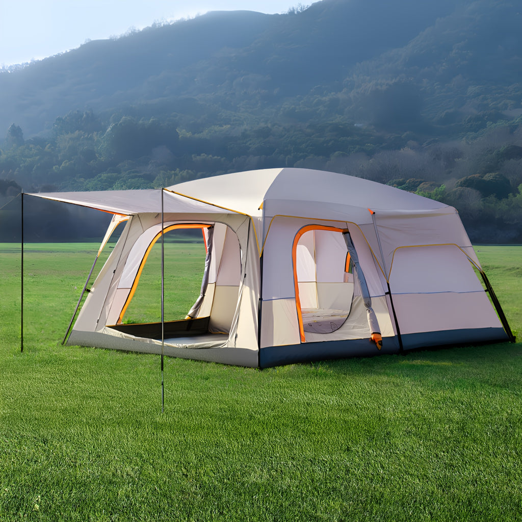 4–6 Person Camping Tent in Quicksand Golden, Portable Outdoor Shelter with Listed Sunshade and Mosquito Protection for Family and Group Campsite Trips