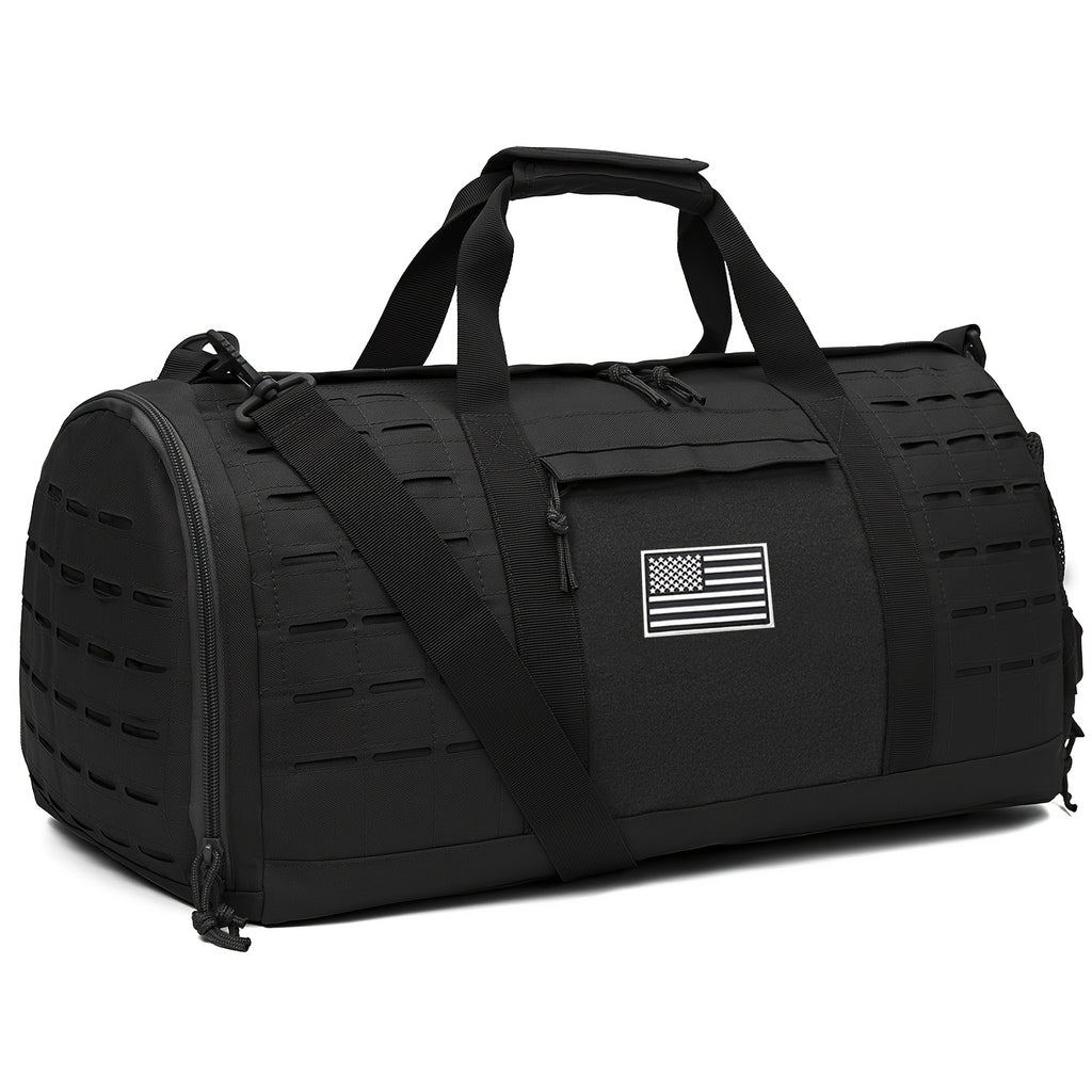 40L Tactical Duffel Bag with Shoe Compartment and MOLLE, Heavy-Duty Gym Weekender for Men's Sports Gear, Work and Outdoor Camping Travel