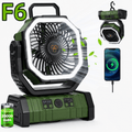 4-Speed Camping Fan with 20000mAh Battery, USB-C Charging and 16 LED Lights, Portable 90-Degree Rotating Tent Fan with Device Charging Outputs