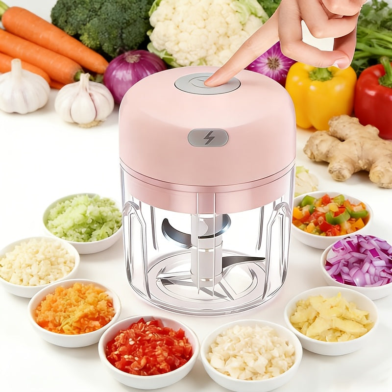 Cordless Mini Food Chopper, Rechargeable Portable Food Processor with Meat Grinder Blade for Garlic, Vegetables and Fruit, Home and Camping Meal Prep