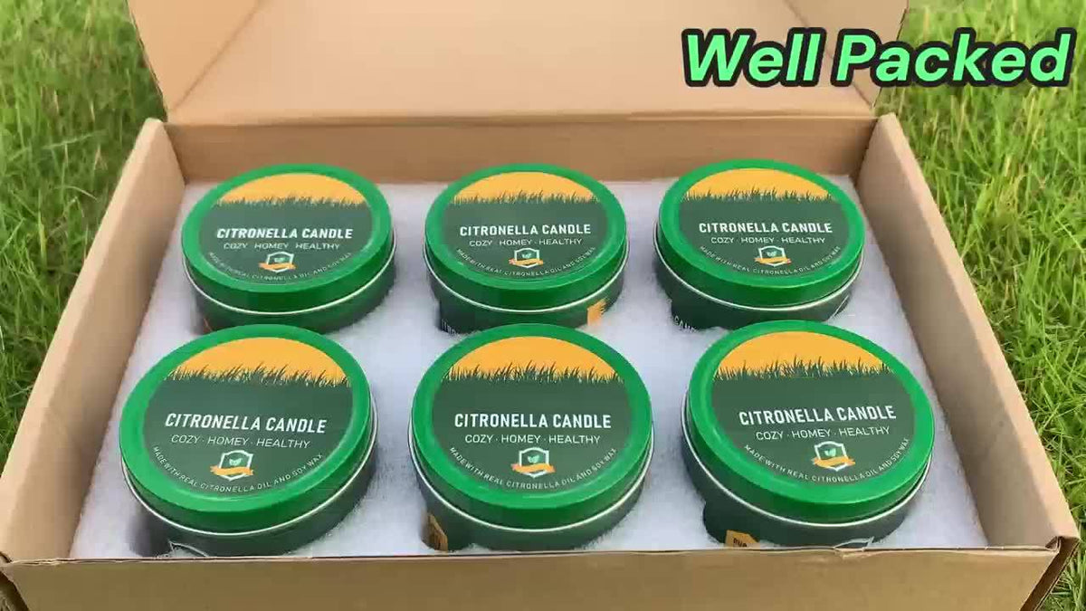 Outdoor Citronella Candles 6-Pack, 4.4 oz Each for Patio Evenings, Backyard BBQs, Garden Parties and Camping Gatherings, Father's Day Gift