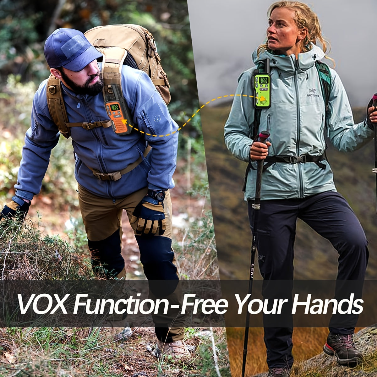 22-Channel FRS Walkie Talkies for Adults, BAOFENG Two-Way Radios with LCD Display, VOX and USB-C Lithium-Ion Battery Features, 2 or 4 Pack for Camping