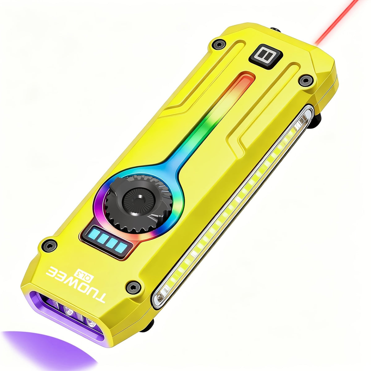 7-in-1 LED Flashlight with Listed 1200LM Output, UV Light, Laser Pointer, RGB Ambient Lighting, Magnetic Base and USB-C Rechargeable Design