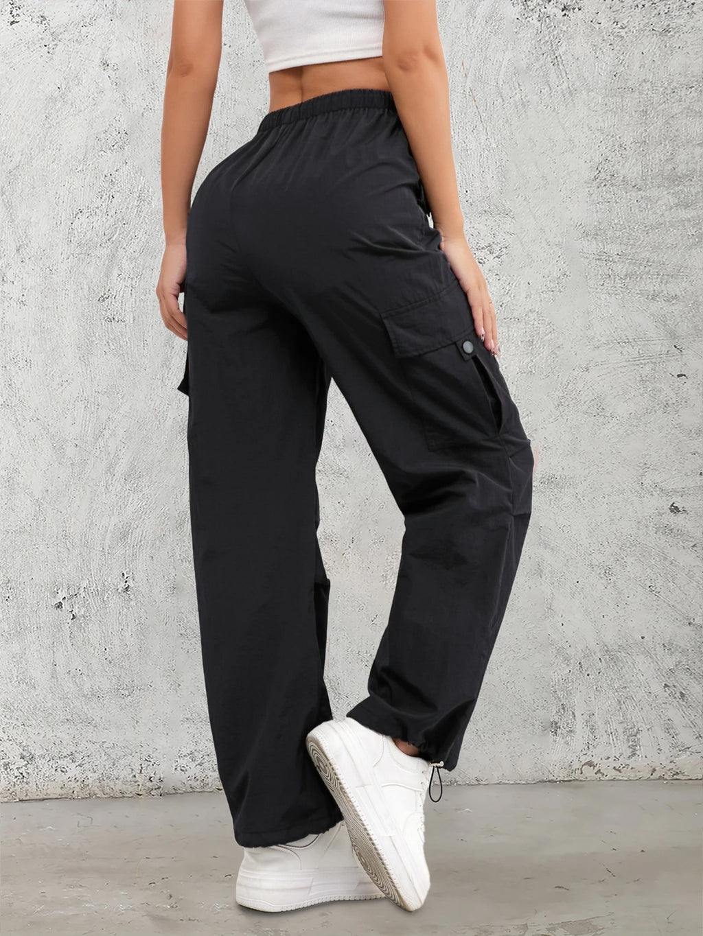 High-Waisted Work Pants for Women 3-Pack with Elastic Drawstring Waist and Multiple Pockets, Lightweight Breathable Casual Trousers in Color Sets, S–XXL