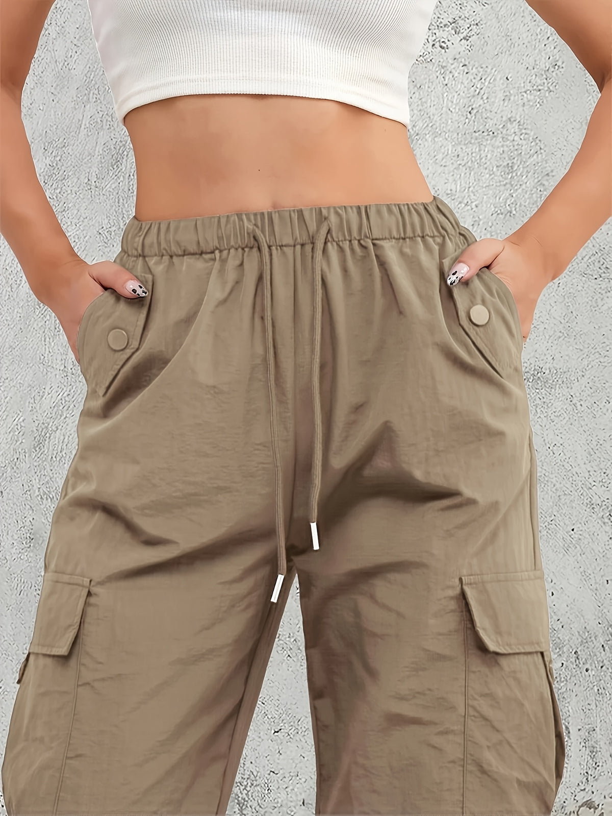 High-Waisted Work Pants for Women 3-Pack with Elastic Drawstring Waist and Multiple Pockets, Lightweight Breathable Casual Trousers in Color Sets, S–XXL