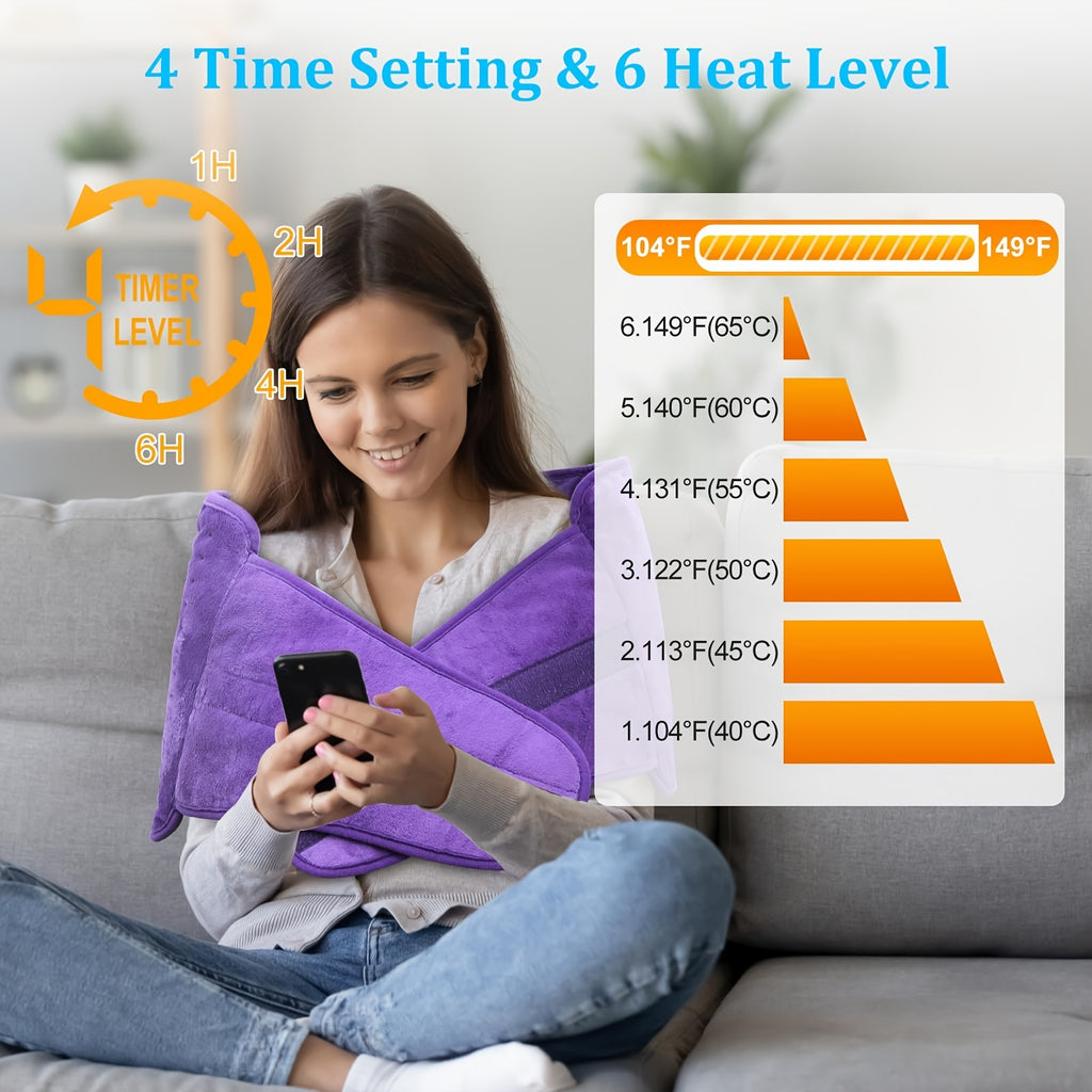 Electric Heating Belt for Men and Women, 12 x 24 Inch Washable Waist Wrap with 6 Heat Settings, 4 Auto Shutoff Timers and Adjustable Fit