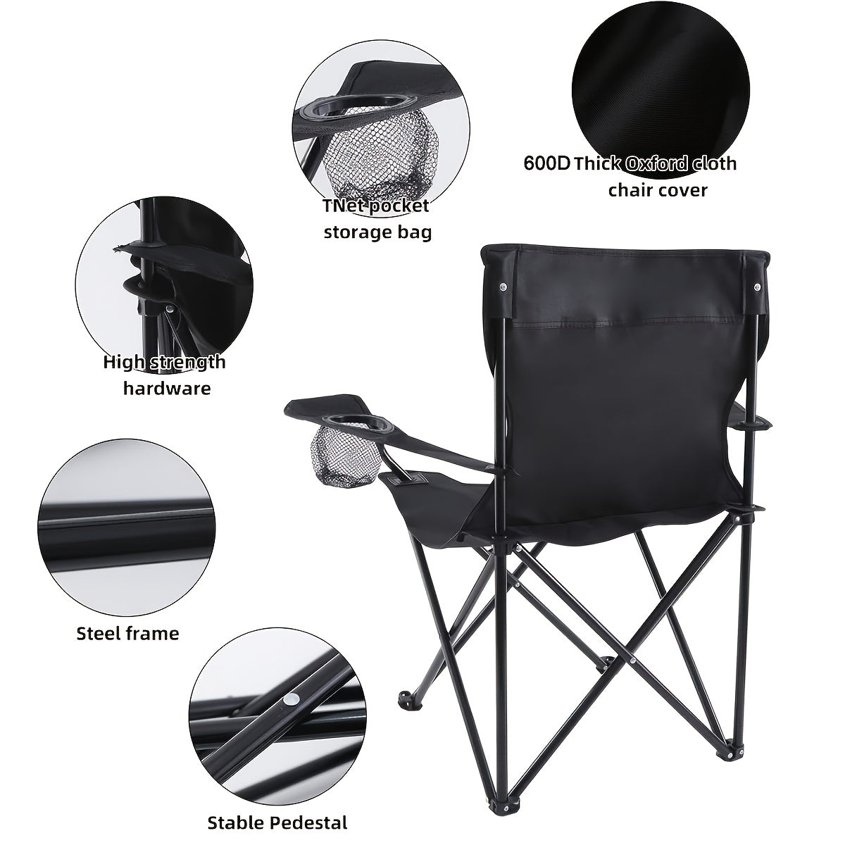 2-Pack Folding Camping Chairs with Cup Holders and Carry Bags