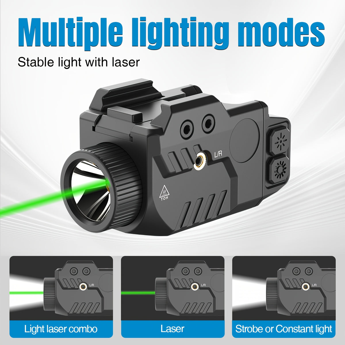 Rechargeable Flashlight and Green Laser Sight Combo SL1085, 750 Lumens with Picatinny Rail Interface, Combined Light and Green Beam Design