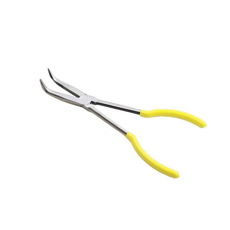 45-Degree Bent Nose Fishing Pliers, Long-Handle Hook Removal Tool with Extended Nose, Yellow Angling Accessory for Your Tackle Kit