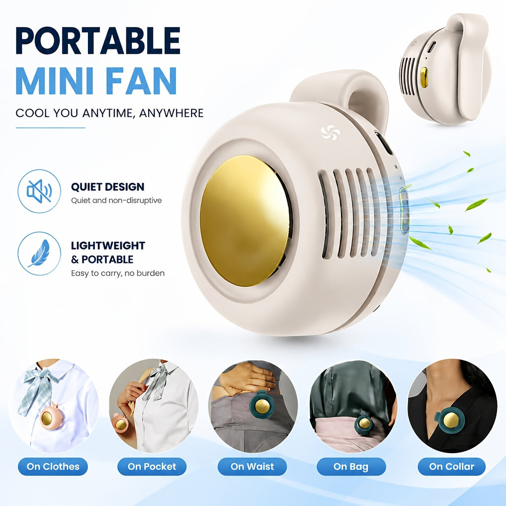 Bladeless Mini Clip Fan, Rechargeable Rotating Personal Fan for Hands-Free Travel and Outdoor Use, White Pink Green in 1–3 Piece Options