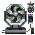 Rechargeable Tent Fan with 20000mAh Battery, Four Speeds, Remote Control and Hanging Hook for Camping, Beach Days and Outdoor Cooling
