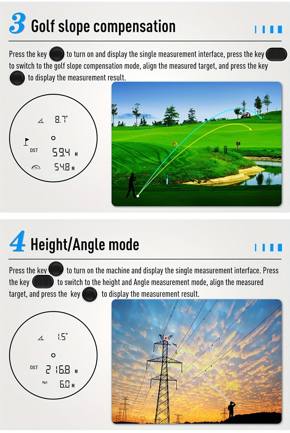 1200-Yard Golf Rangefinder LAB12 with 6.5x Magnification, Slope Compensation and Flag Lock, White USB Rechargeable Outdoor Accessory