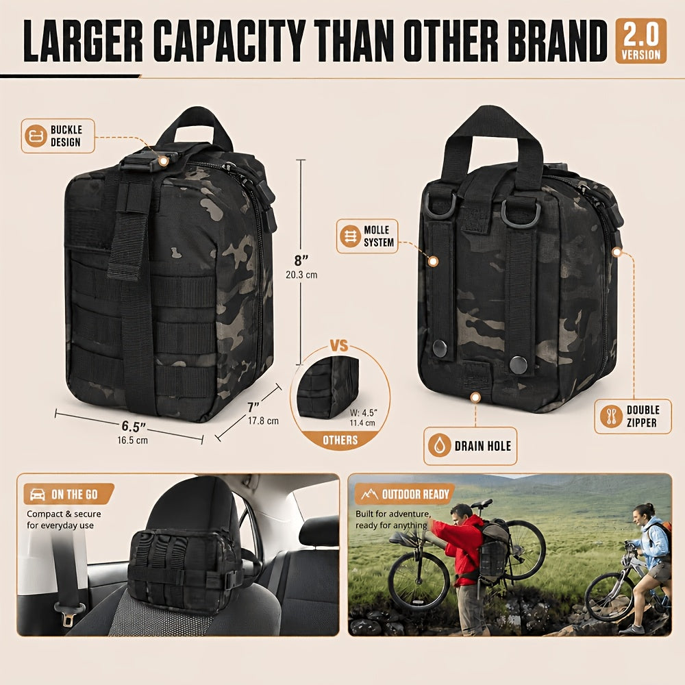 255-Piece Survival First Aid Kit with MOLLE-Compatible Bag and Emergency Tent, Outdoor Preparedness Gear for Hiking and Earthquake Planning